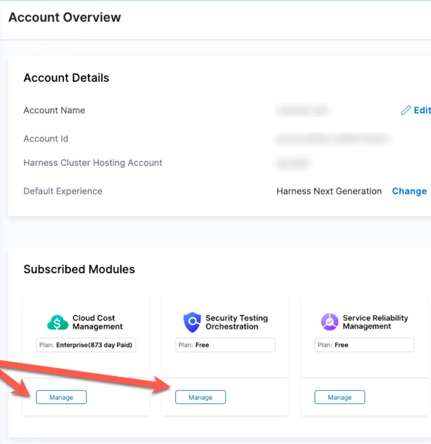 Harness Module Subscription Settings