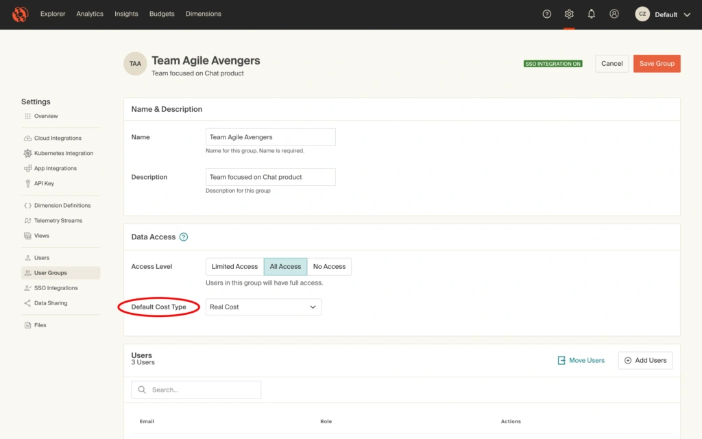 Cost Type Access By Group