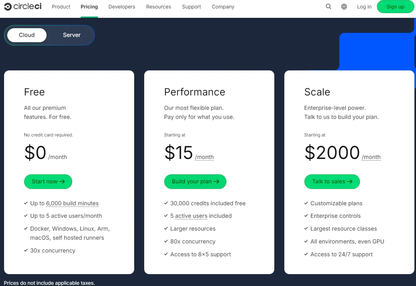 CircleCI pricing